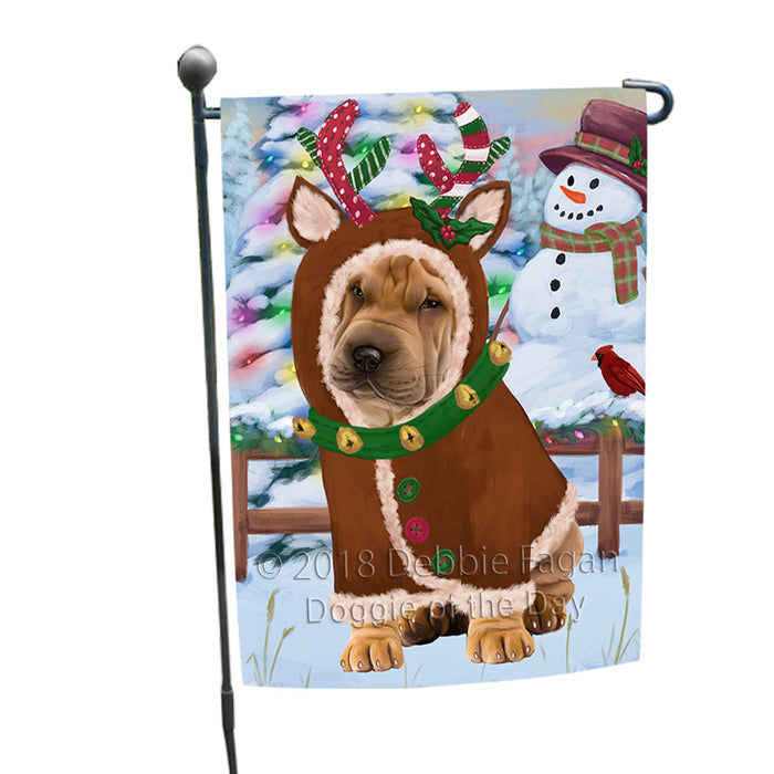 Christmas Gingerbread House Candyfest Shar Pei Dog Garden Flag GFLG57169