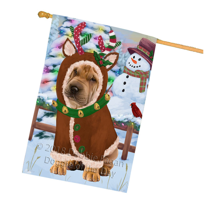 Christmas Gingerbread House Candyfest Shar Pei Dog House Flag FLG57225