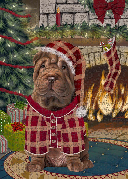 The Stocking was Hung Shar Pei Dog Puzzle with Photo Tin PUZL90632