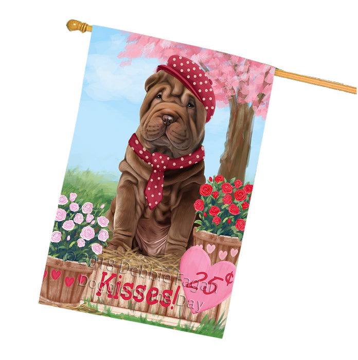 Rosie 25 Cent Kisses Shar Pei Dog House Flag FLG56709
