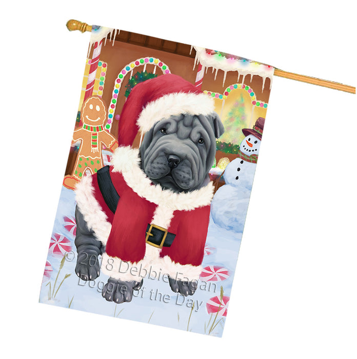 Christmas Gingerbread House Candyfest Shar Pei Dog House Flag FLG57226