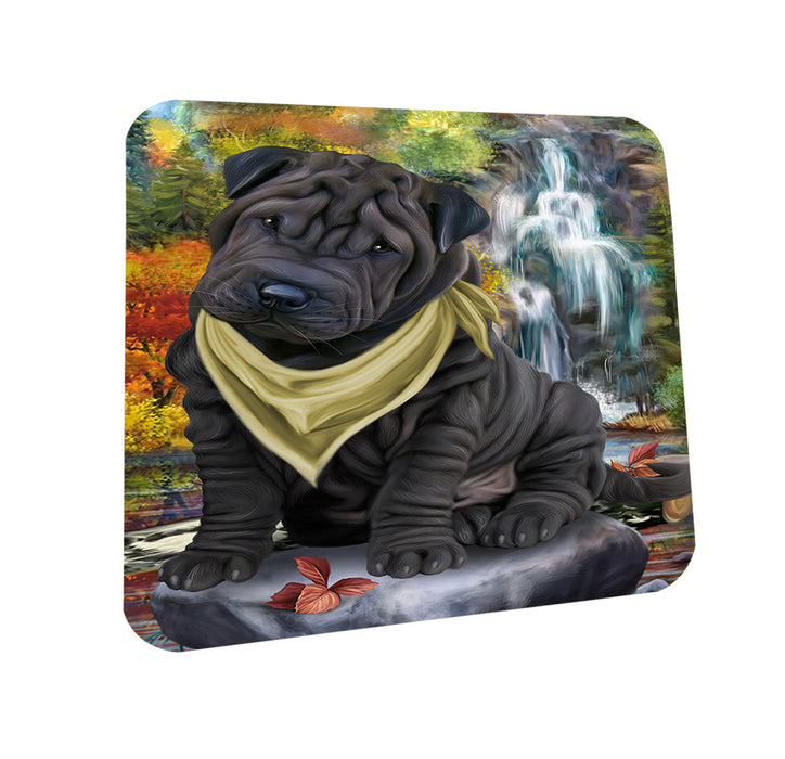 Scenic Waterfall Shar Pei Dog Coasters Set of 4 CST51911