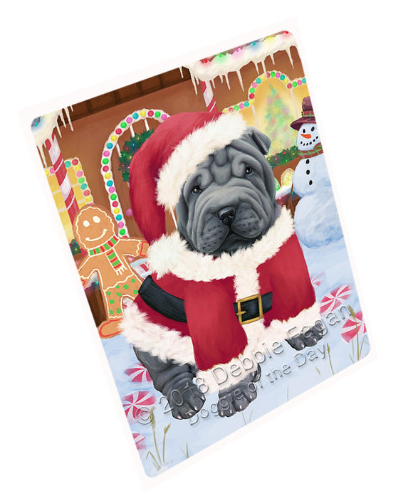 Christmas Gingerbread House Candyfest Shar Pei Dog Magnet MAG74763 (Small 5.5" x 4.25")