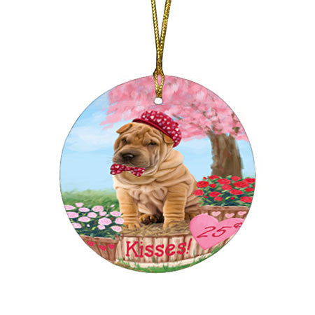 Rosie 25 Cent Kisses Shar Pei Dog Round Flat Christmas Ornament RFPOR56382