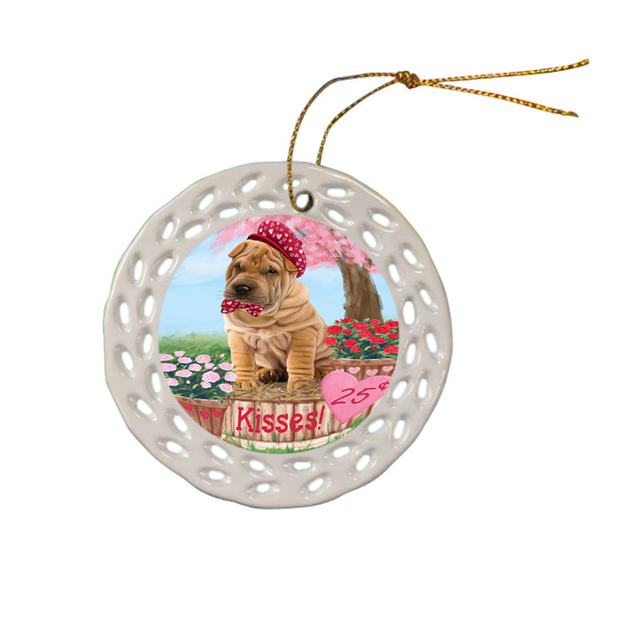 Rosie 25 Cent Kisses Shar Pei Dog Ceramic Doily Ornament DPOR56382