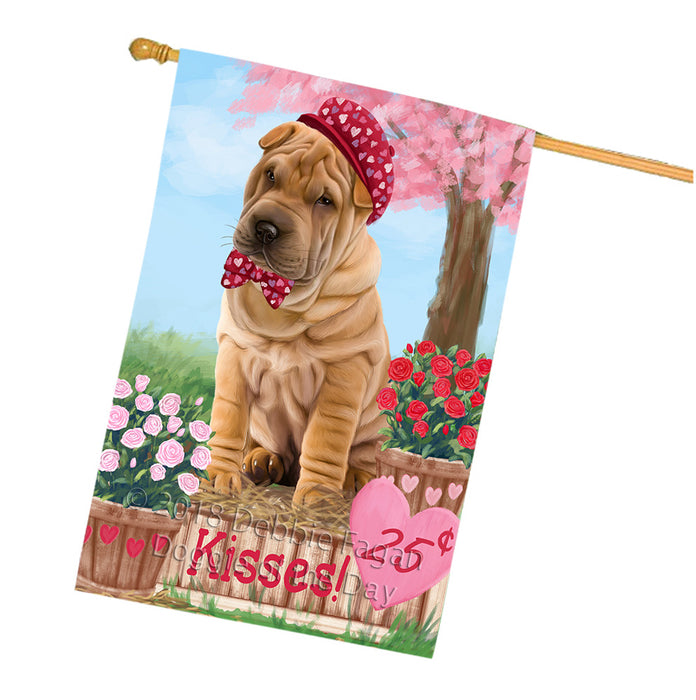 Rosie 25 Cent Kisses Shar Pei Dog House Flag FLG56710