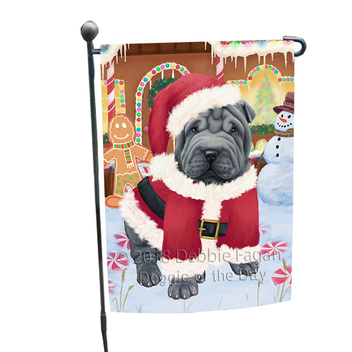 Christmas Gingerbread House Candyfest Shar Pei Dog Garden Flag GFLG57170