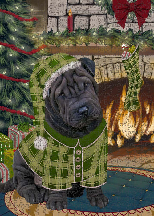 The Stocking was Hung Shar Pei Dog Puzzle with Photo Tin PUZL90636