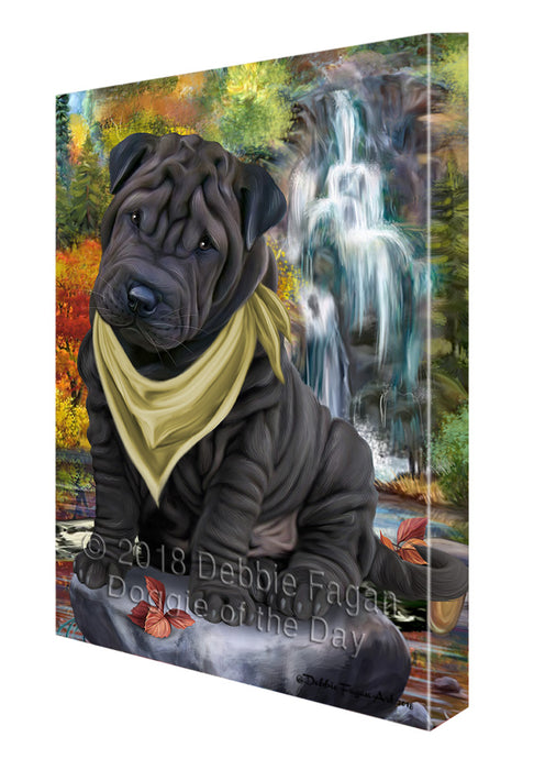 Scenic Waterfall Shar Pei Dog Canvas Print Wall Art Décor CVS84833