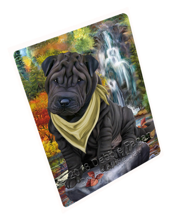 Scenic Waterfall Shar Pei Dog Large Refrigerator / Dishwasher Magnet RMAG72210