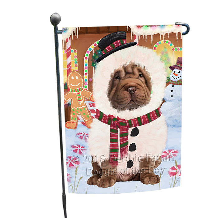 Christmas Gingerbread House Candyfest Shar Pei Dog Garden Flag GFLG57171