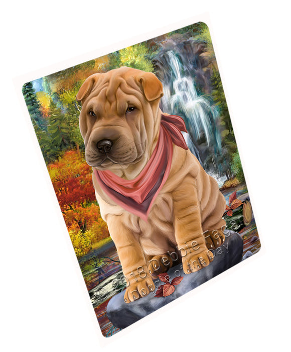 Scenic Waterfall Shar Pei Dog Large Refrigerator / Dishwasher Magnet RMAG72216