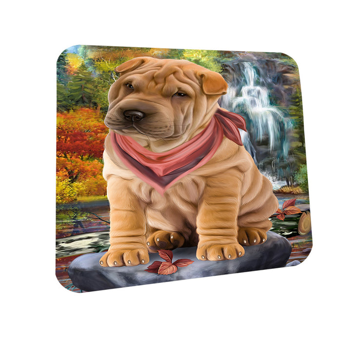 Scenic Waterfall Shar Pei Dog Coasters Set of 4 CST51912