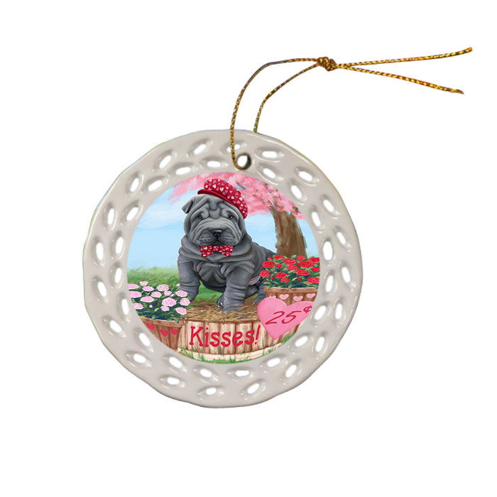 Rosie 25 Cent Kisses Shar Pei Dog Ceramic Doily Ornament DPOR56383