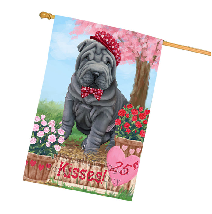 Rosie 25 Cent Kisses Shar Pei Dog House Flag FLG56711