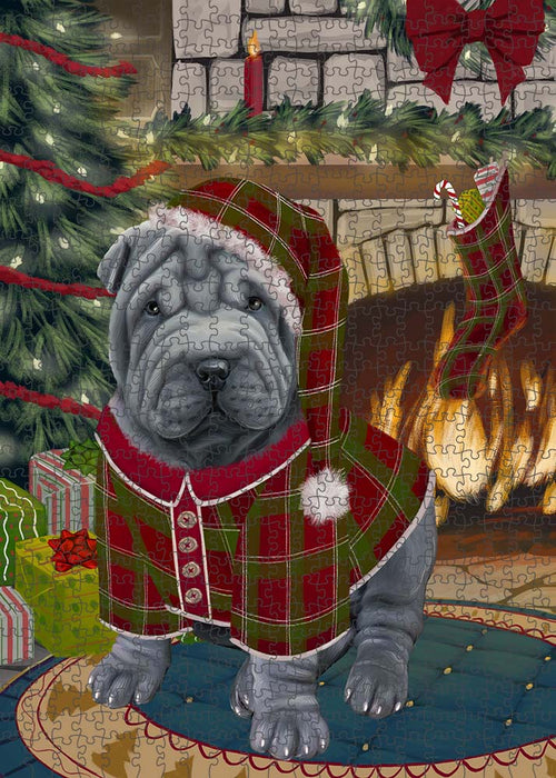 The Stocking was Hung Shar Pei Dog Puzzle with Photo Tin PUZL90640