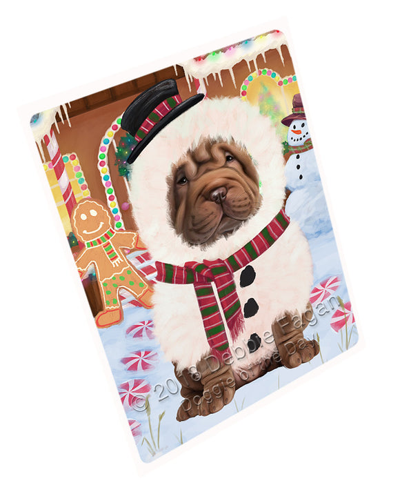 Christmas Gingerbread House Candyfest Shar Pei Dog Magnet MAG74766 (Small 5.5" x 4.25")