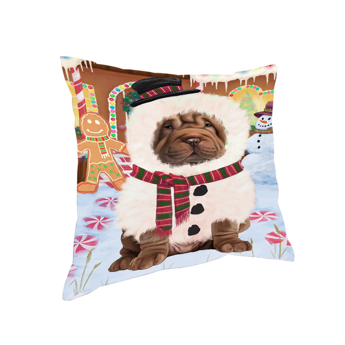 Christmas Gingerbread House Candyfest Shar Pei Dog Pillow PIL80464