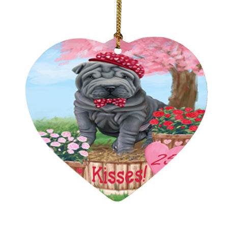 Rosie 25 Cent Kisses Shar Pei Dog Heart Christmas Ornament HPOR56383