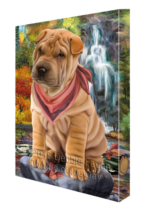 Scenic Waterfall Shar Pei Dog Canvas Print Wall Art Décor CVS84842