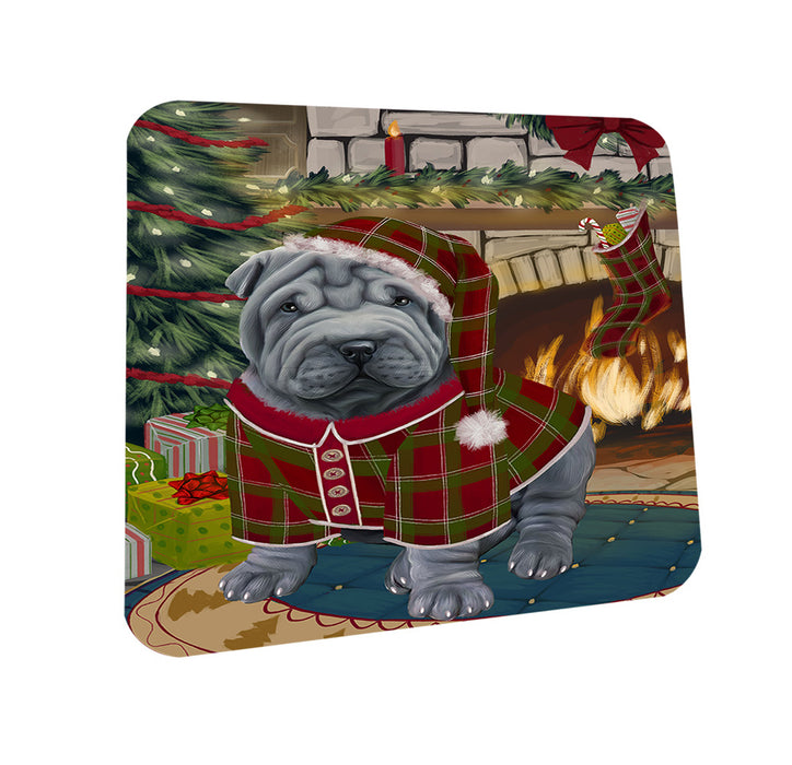 The Stocking was Hung Shar Pei Dog Coasters Set of 4 CST55567