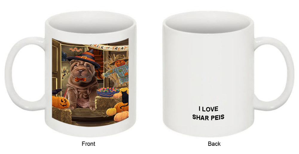 Enter at Own Risk Trick or Treat Halloween Shar Pei Dog Coffee Mug MUG48676