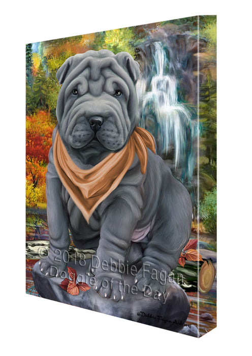Scenic Waterfall Shar Pei Dog Canvas Print Wall Art Décor CVS84851