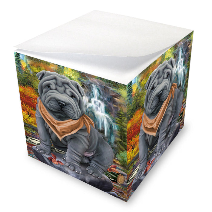 Scenic Waterfall Shar Pei Dog Note Cube NOC51954