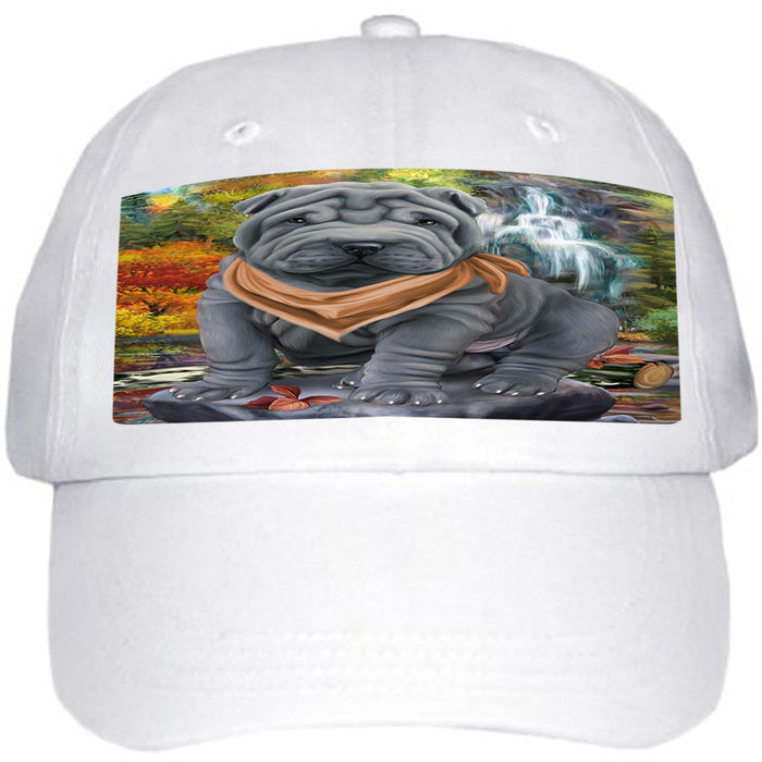 Scenic Waterfall Shar Pei Dog Ball Hat Cap HAT59595