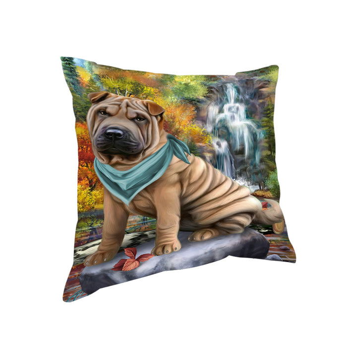 Scenic Waterfall Shar Pei Dog Pillow PIL64184
