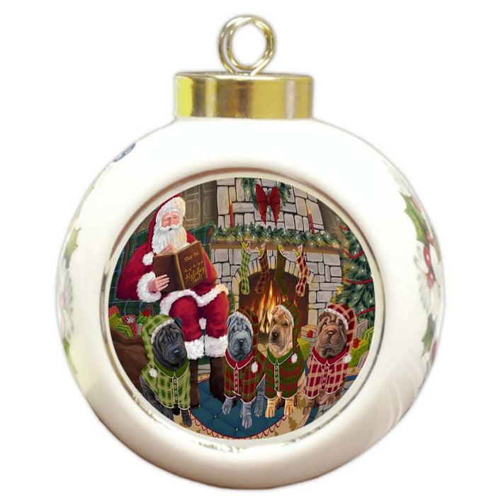 Christmas Cozy Holiday Tails Shar Peis Dog Round Ball Christmas Ornament RBPOR55743