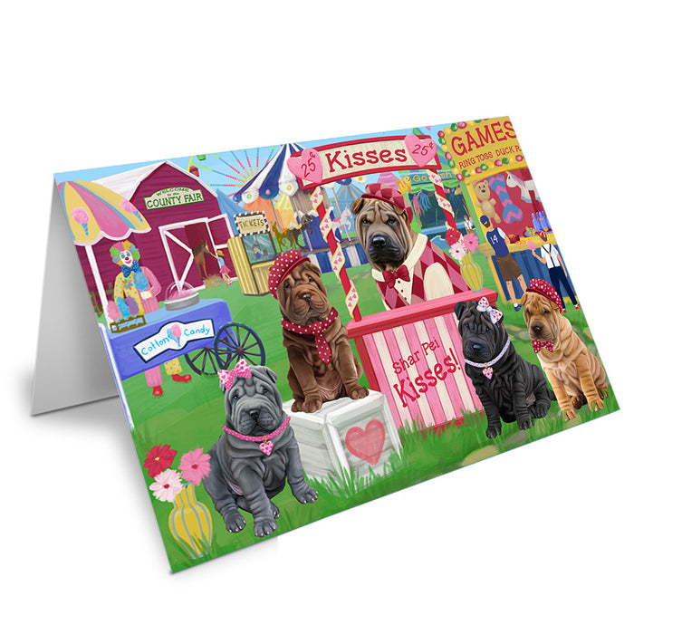 Carnival Kissing Booth Shar Peis Dog Handmade Artwork Assorted Pets Greeting Cards and Note Cards with Envelopes for All Occasions and Holiday Seasons GCD72287
