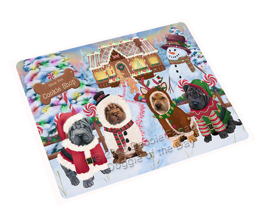Holiday Gingerbread Cookie Shop Shar Peis Dog Cutting Board C74991
