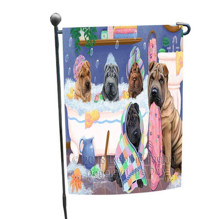 Rub A Dub Dogs In A Tub Shar Peis Dog Garden Flag GFLG57449