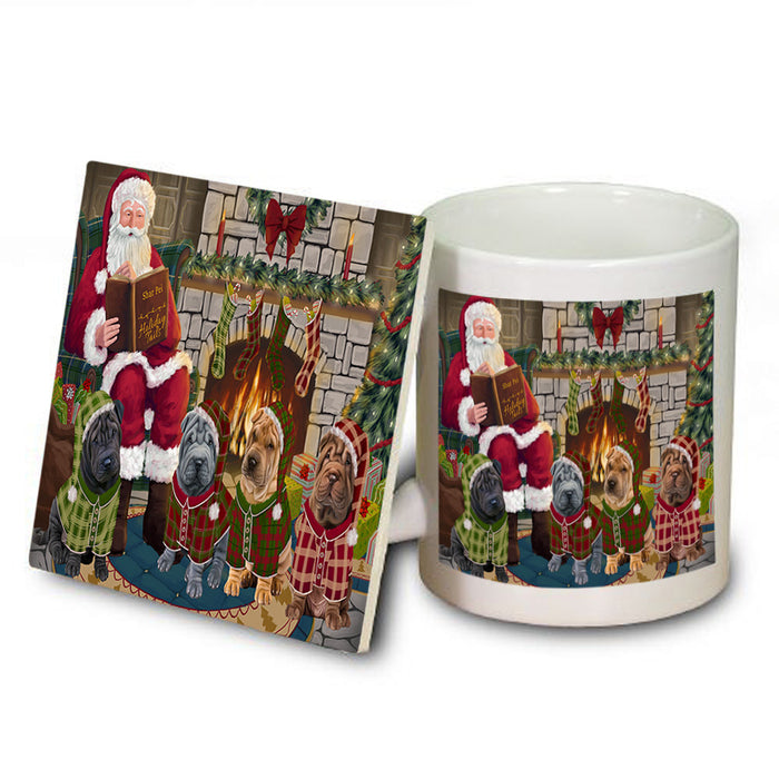 Christmas Cozy Holiday Tails Shar Peis Dog Mug and Coaster Set MUC55379