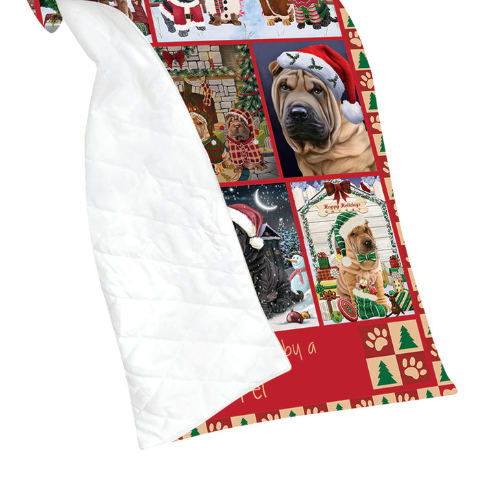 Love is Being Owned Christmas Shar Pei Dogs Quilt