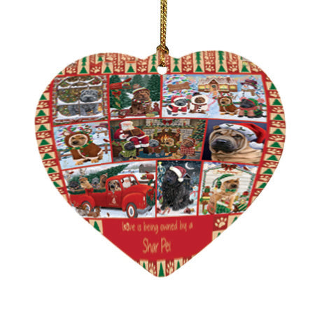 Love is Being Owned Christmas Shar Pei Dogs Heart Christmas Ornament HPOR57881