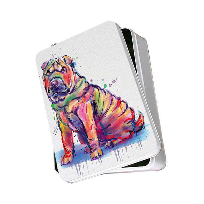 Watercolor Shar Pei Dog Photo Storage Tin PITN57046
