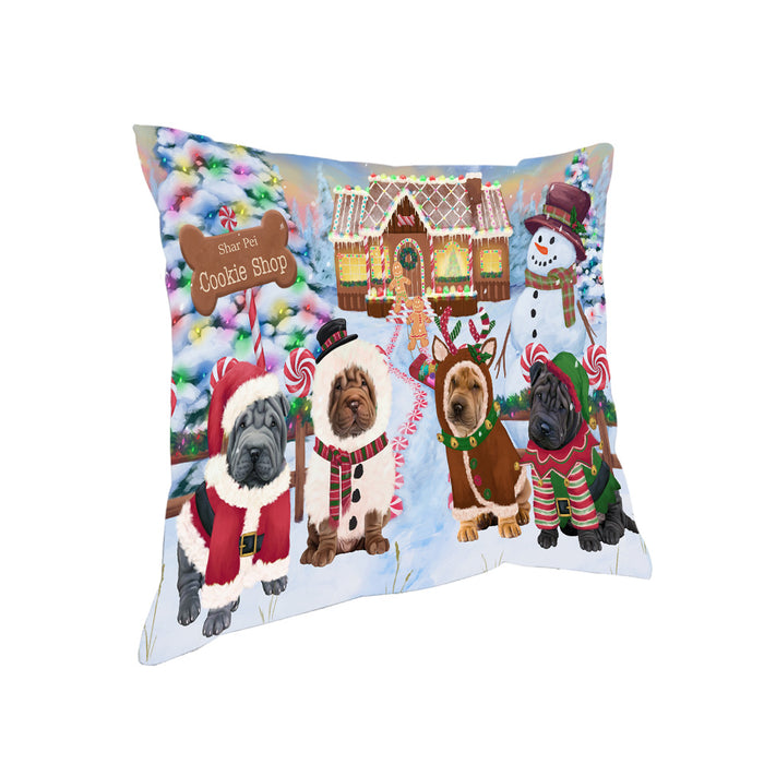Holiday Gingerbread Cookie Shop Shar Peis Dog Pillow PIL80764