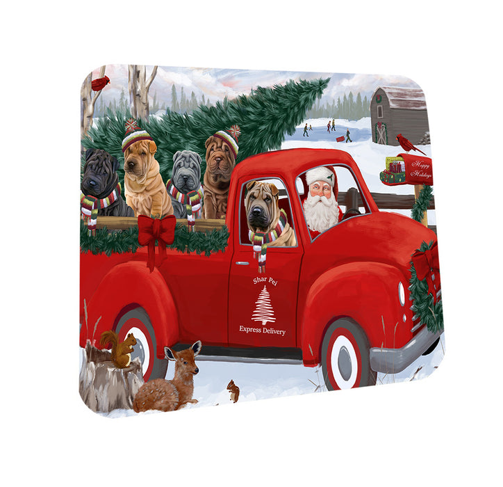 Christmas Santa Express Delivery Shar Peis Dog Family Coasters Set of 4 CST55024
