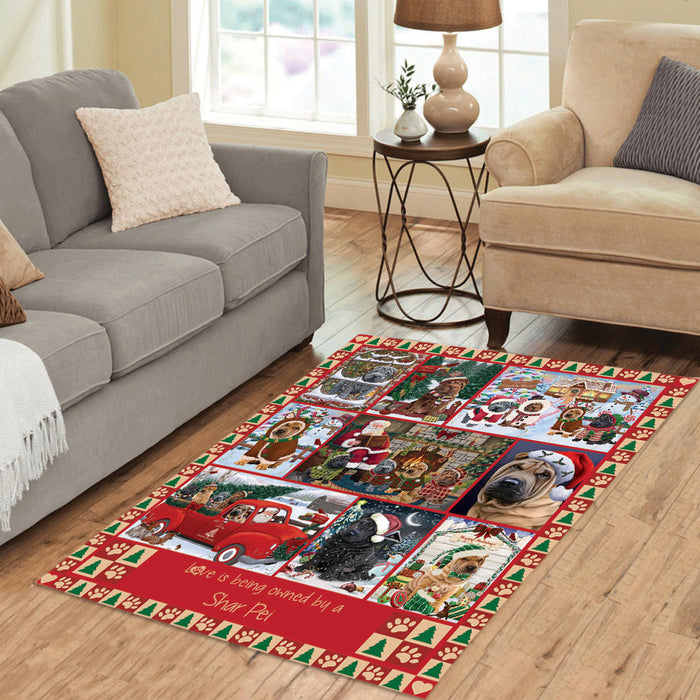 Love is Being Owned Christmas Shar Pei Dogs Area Rug