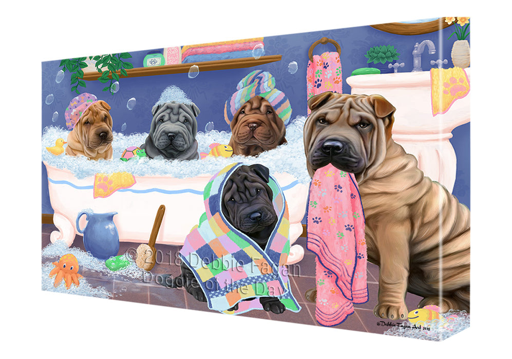 Rub A Dub Dogs In A Tub Shar Peis Dog Canvas Print Wall Art Décor CVS133613