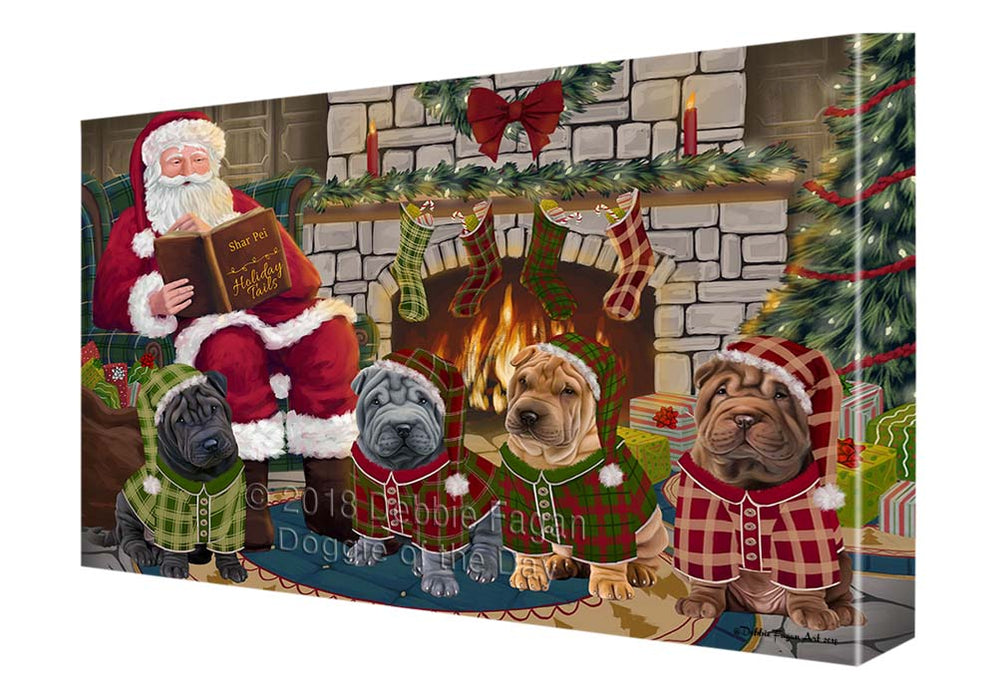 Christmas Cozy Holiday Tails Shar Peis Dog Canvas Print Wall Art Décor CVS118412