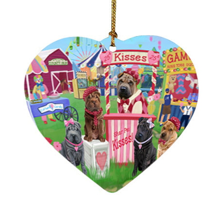 Carnival Kissing Booth Shar Peis Dog Heart Christmas Ornament HPOR56280
