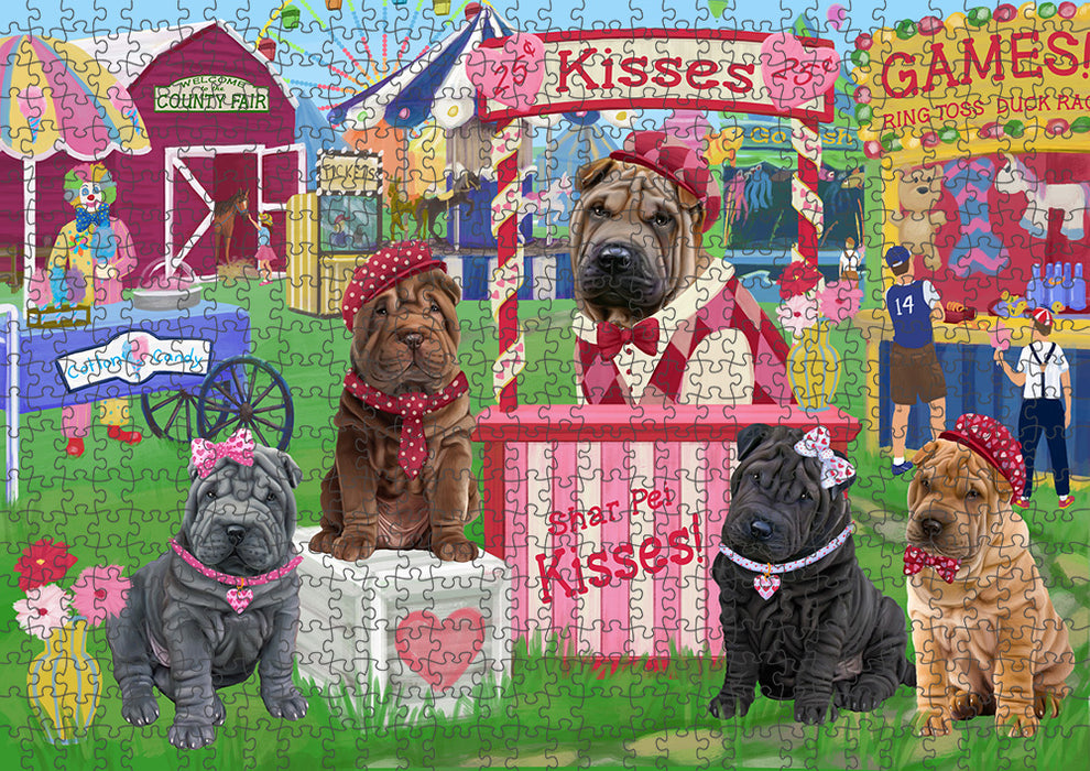 Carnival Kissing Booth Shar Peis Dog Puzzle with Photo Tin PUZL91900
