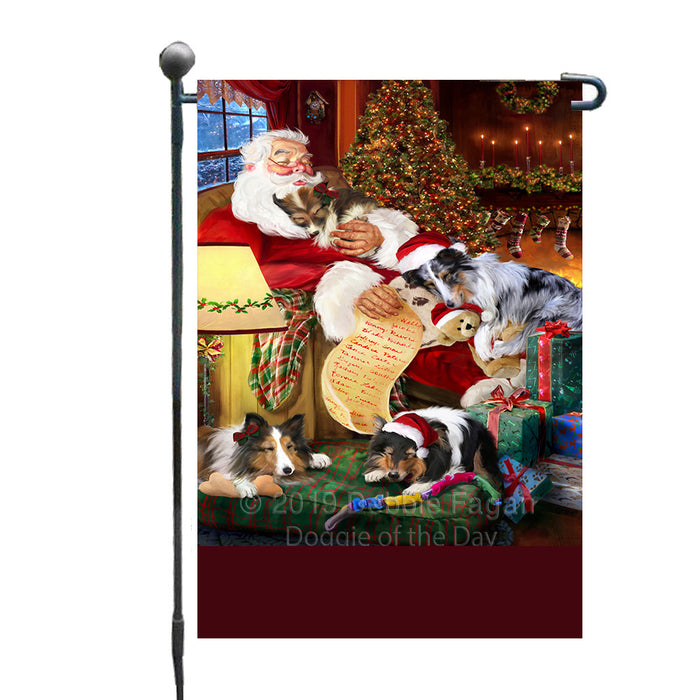 Personalized Shiba Inu Dogs and Puppies Sleeping with Santa Custom Garden Flags GFLG-DOTD-A62668