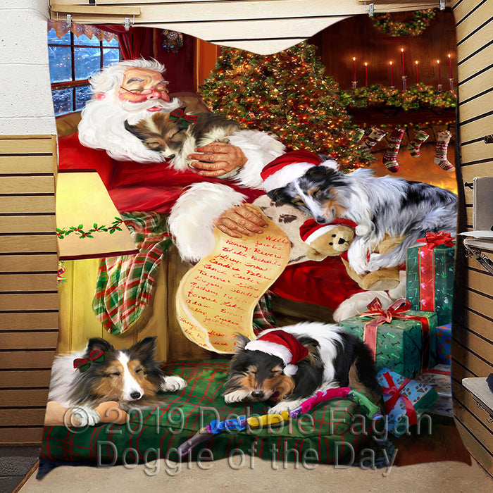 Santa Sleeping with Sheltie Dogs Quilt