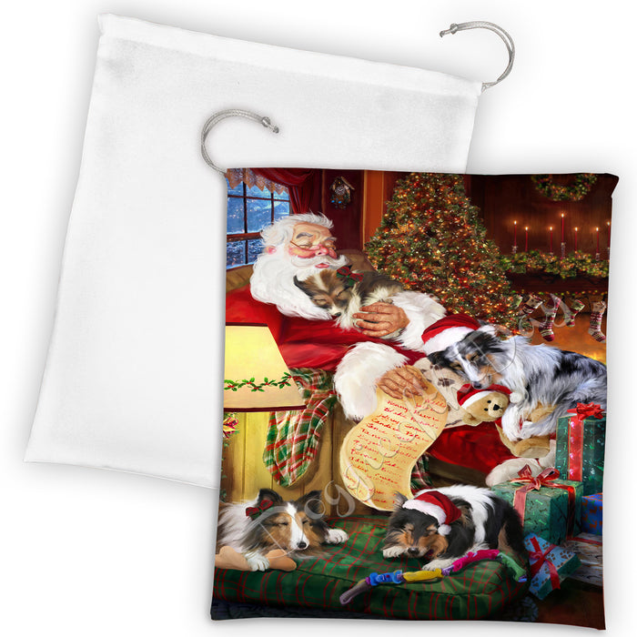 Santa Sleeping with Shiba Inu Dogs Drawstring Laundry or Gift Bag LGB48849