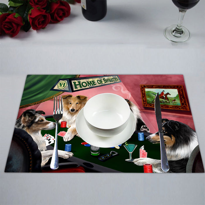 Home of  Sheltie Dogs Playing Poker Placemat