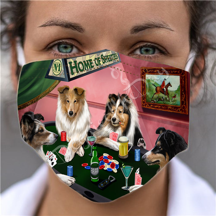 Home of Sheltie Dogs Playing Poker Face Mask FM49821